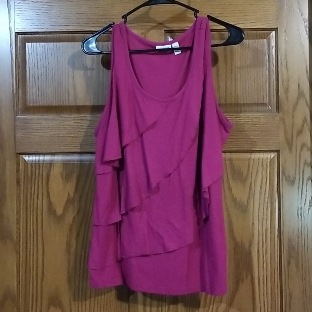 Croft&Barrow Fuchsia Ruffle Tank Top